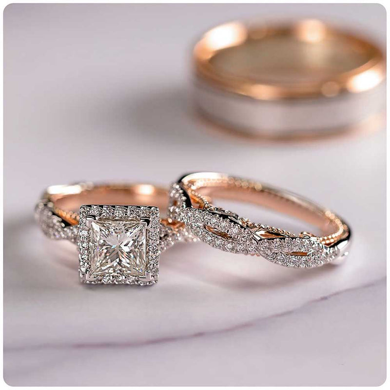 Aliança de Casamento Conjunto de Anéis Dia dos Namorados Jóias