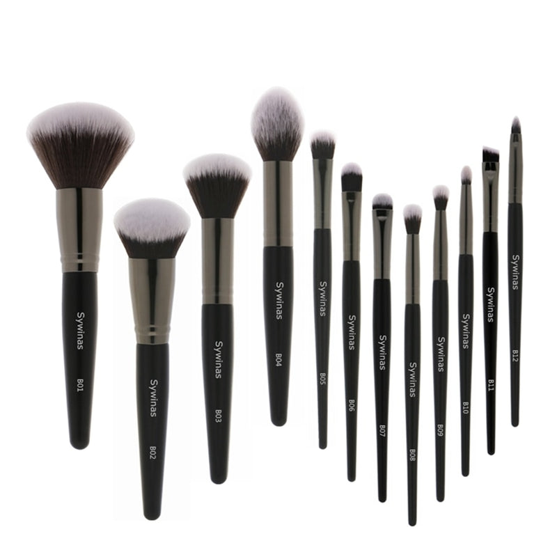Conjunto de pincéis de maquiagem preto