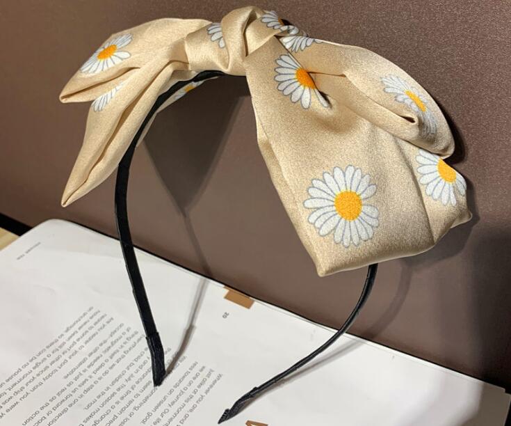 Faixa de cabelo de cetim maciço com laço para mulheres