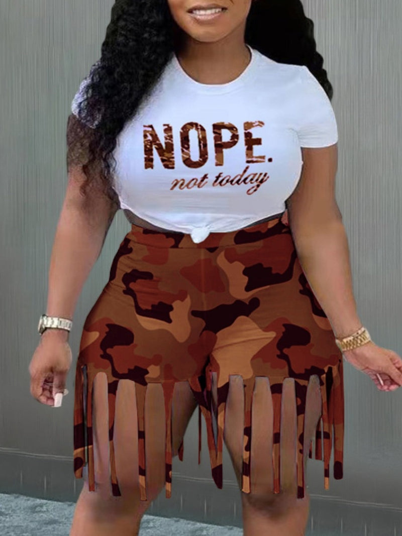 Conjunto de Shorts LW Plus Size Camo Tassel