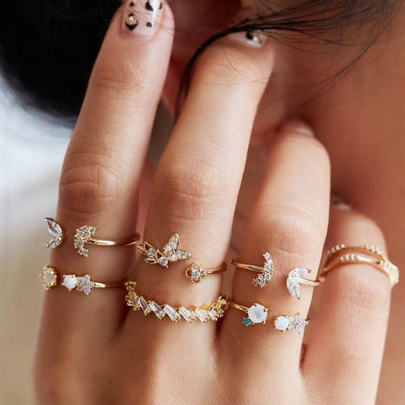 5 pçs/10 pçs conjunto de anéis de flores
