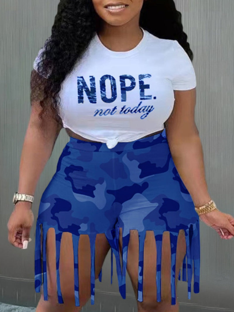 Conjunto de Shorts LW Plus Size Camo Tassel