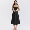 Vestido Midi Sexy Alça Espaguete