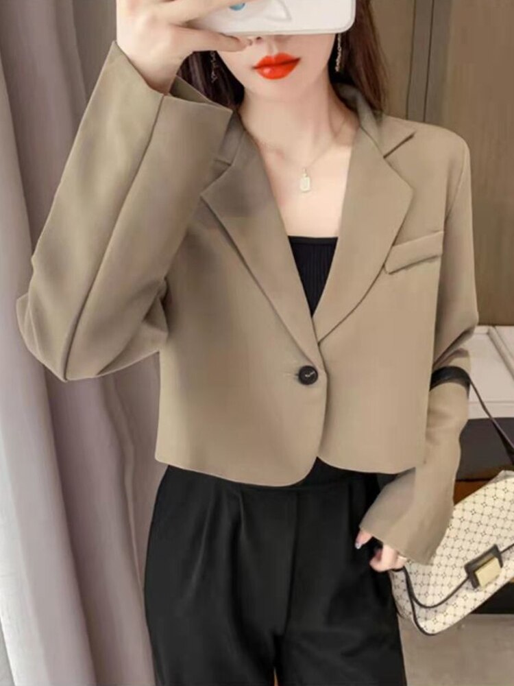 Cropped Blazer Manga Longa