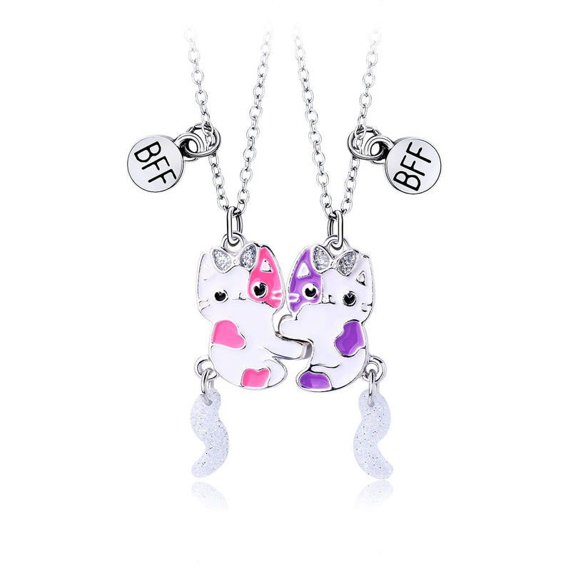 2 pçs/set colares de pingente de gato fofo para amigos com BFF carta ajustável