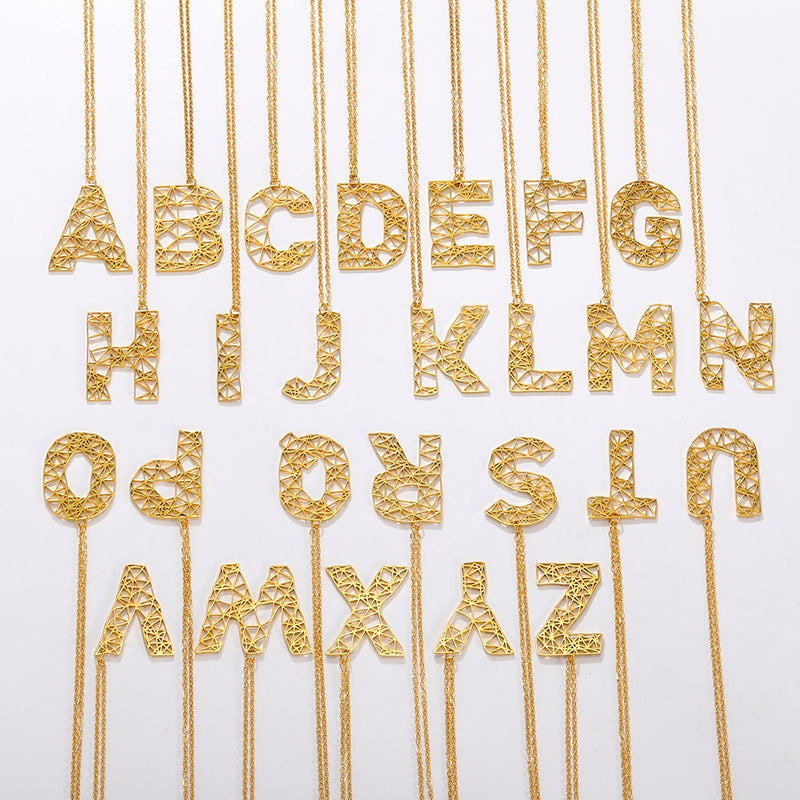 Colar de Letras de Origami Feminino Aço Inoxidável