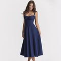 Vestido Midi Sexy Alça Espaguete