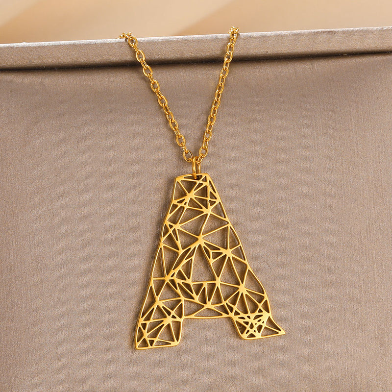 Colar de Letras de Origami Feminino Aço Inoxidável