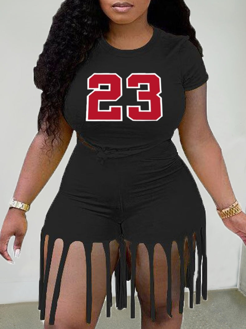 Conjunto de Shorts LW Plus Size Camo Tassel