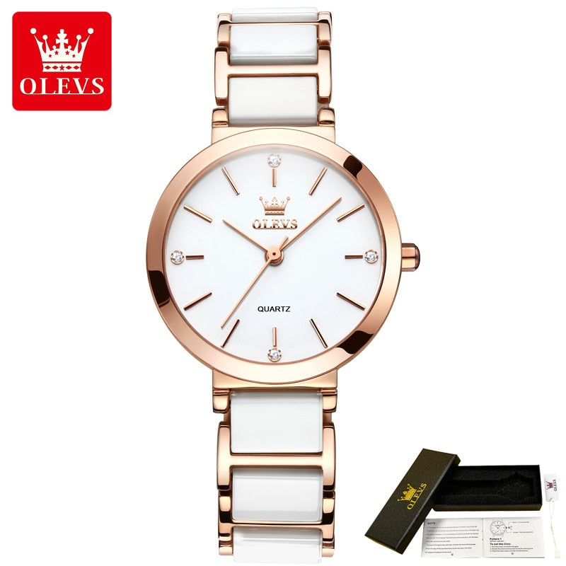 pulseira de relógio de cerâmica quartzo relógio feminino à prova d'água