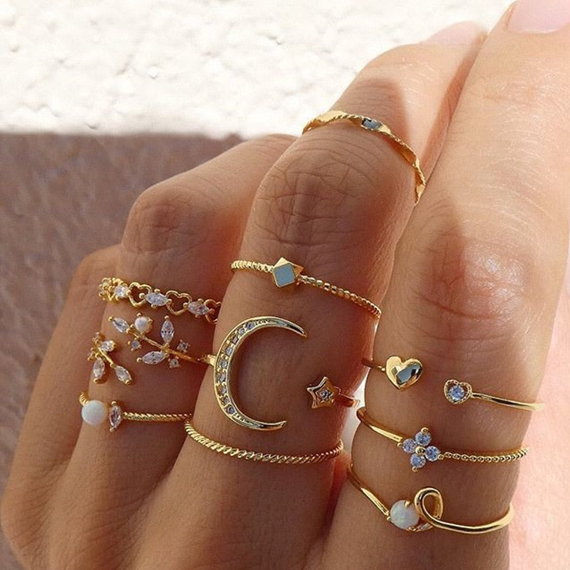 5 pçs/10 pçs conjunto de anéis de flores
