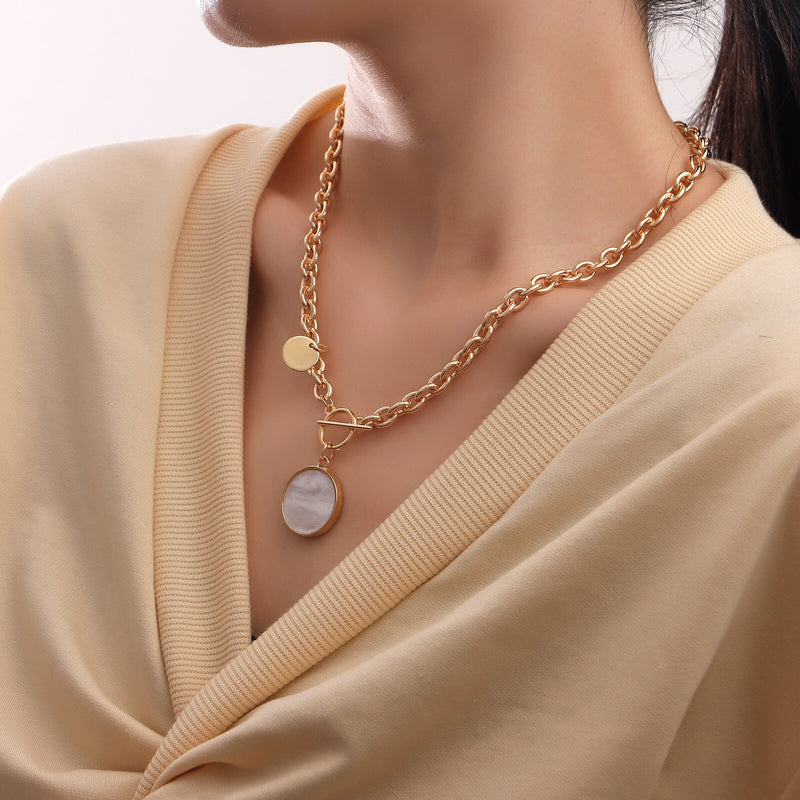 Colar Feminino Multicamadas Design Costura Corrente Imitação de Pérolas Pingente Colar Gargantilha Feminina Moda Jóias
