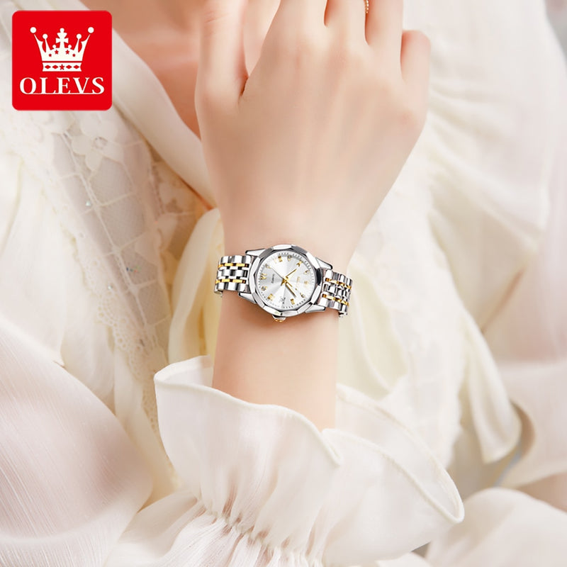 Relógios femininos da marca OLEVS, elegante, espelho, losango, original, quartzo
