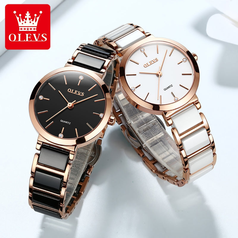 pulseira de relógio de cerâmica quartzo relógio feminino à prova d'água