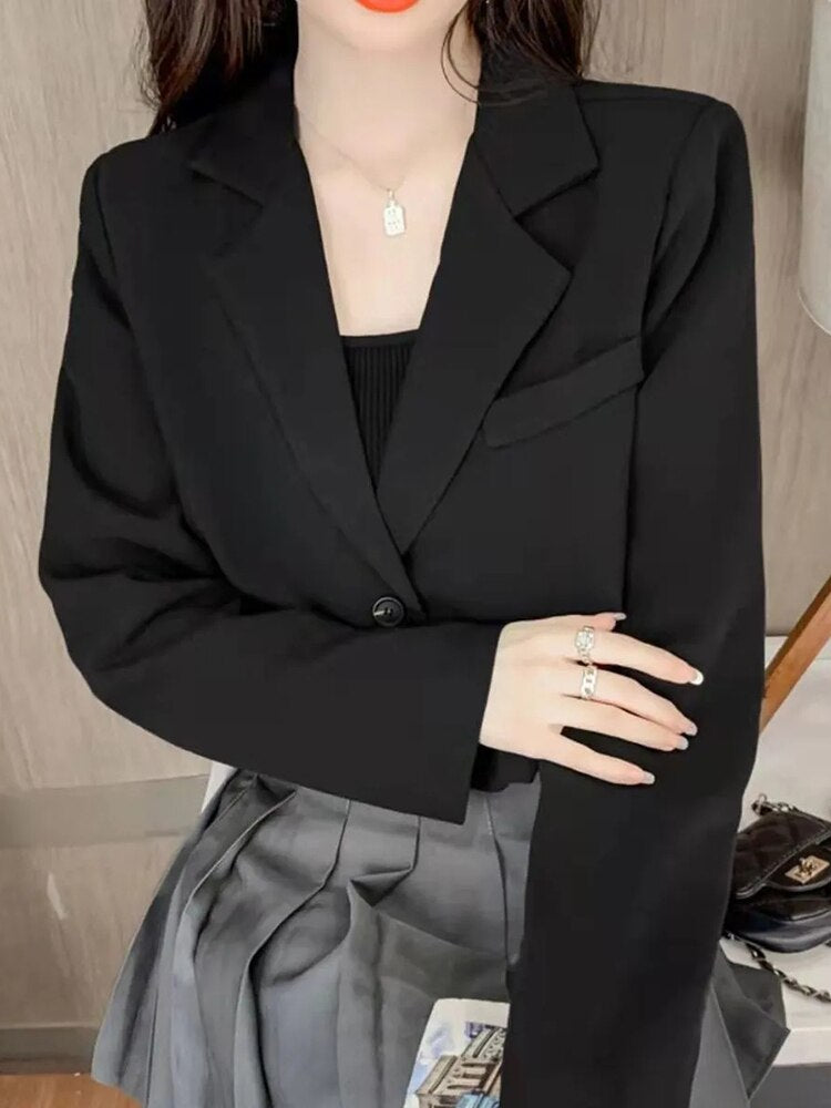 Cropped Blazer Manga Longa