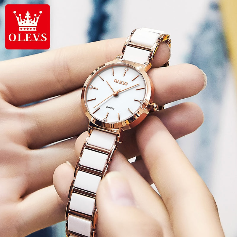 pulseira de relógio de cerâmica quartzo relógio feminino à prova d'água