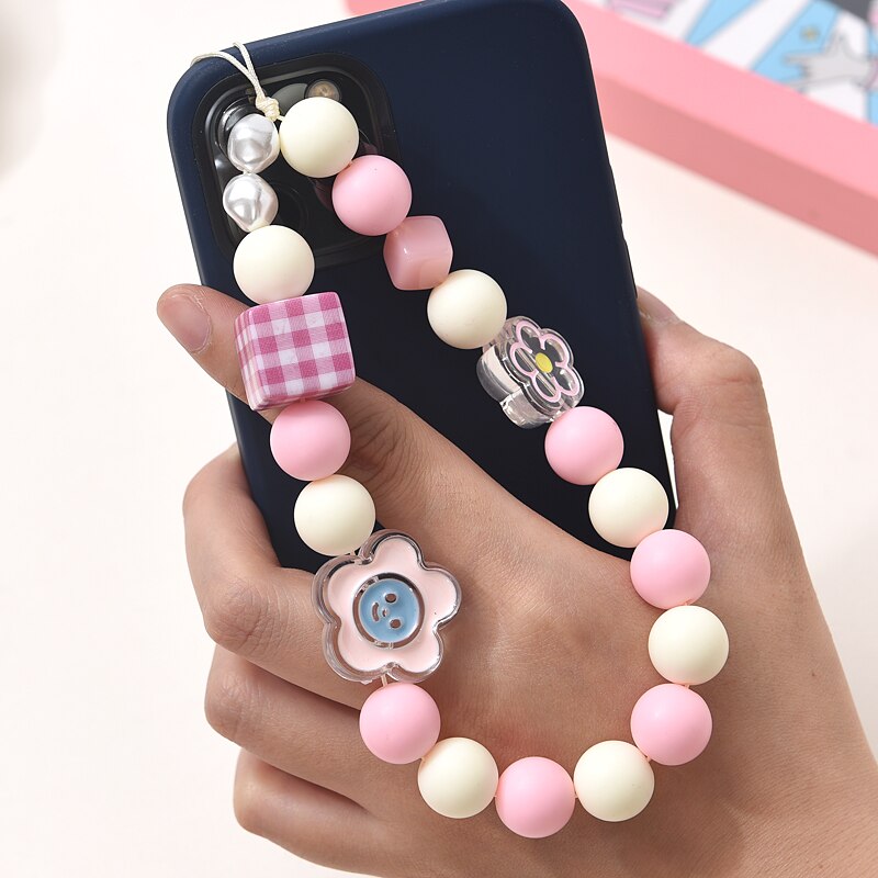 Corrente para Celular Doce Bonito Formato de Coração Borboleta Frisado com Cordão para Pendurar