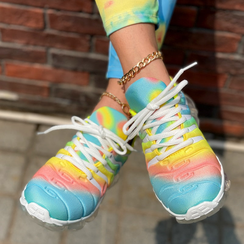 Sapatos esportivos casuais para mulheres tênis de malha confortável