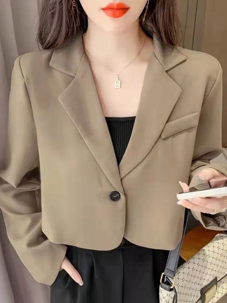 Cropped Blazer Manga Longa