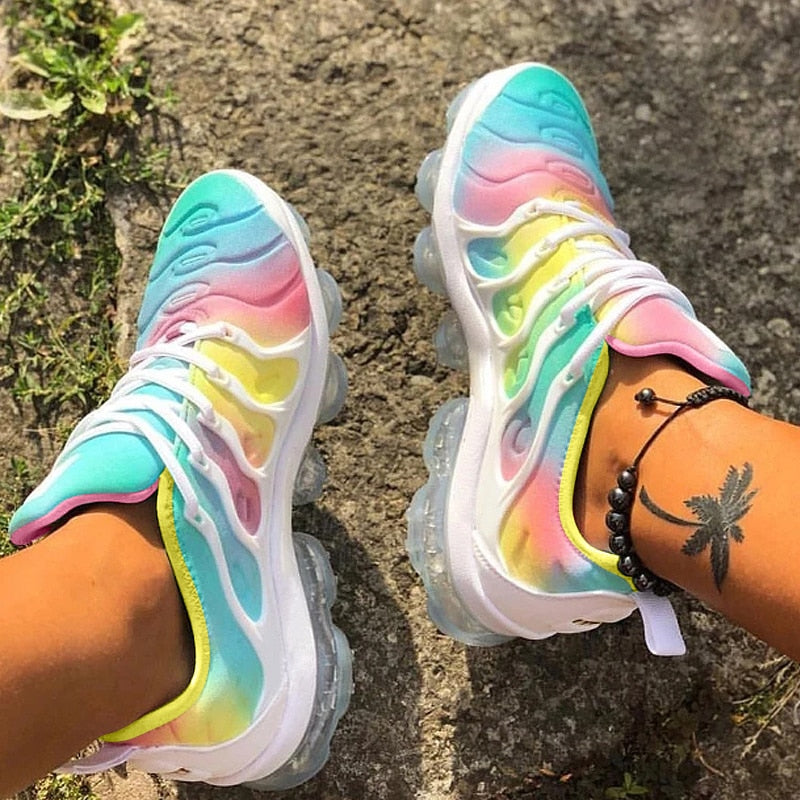 Sapatos esportivos casuais para mulheres tênis de malha confortável