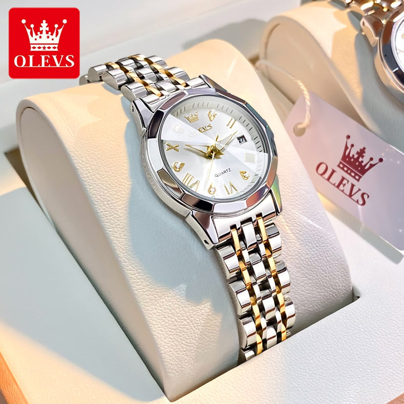 Relógios femininos da marca OLEVS, elegante, espelho, losango, original, quartzo